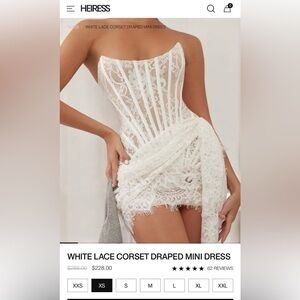 White lace corset draped mini dress